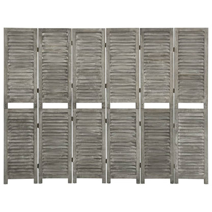 6 dele Rumdeler Grå 214x166 cm Massivt Træ