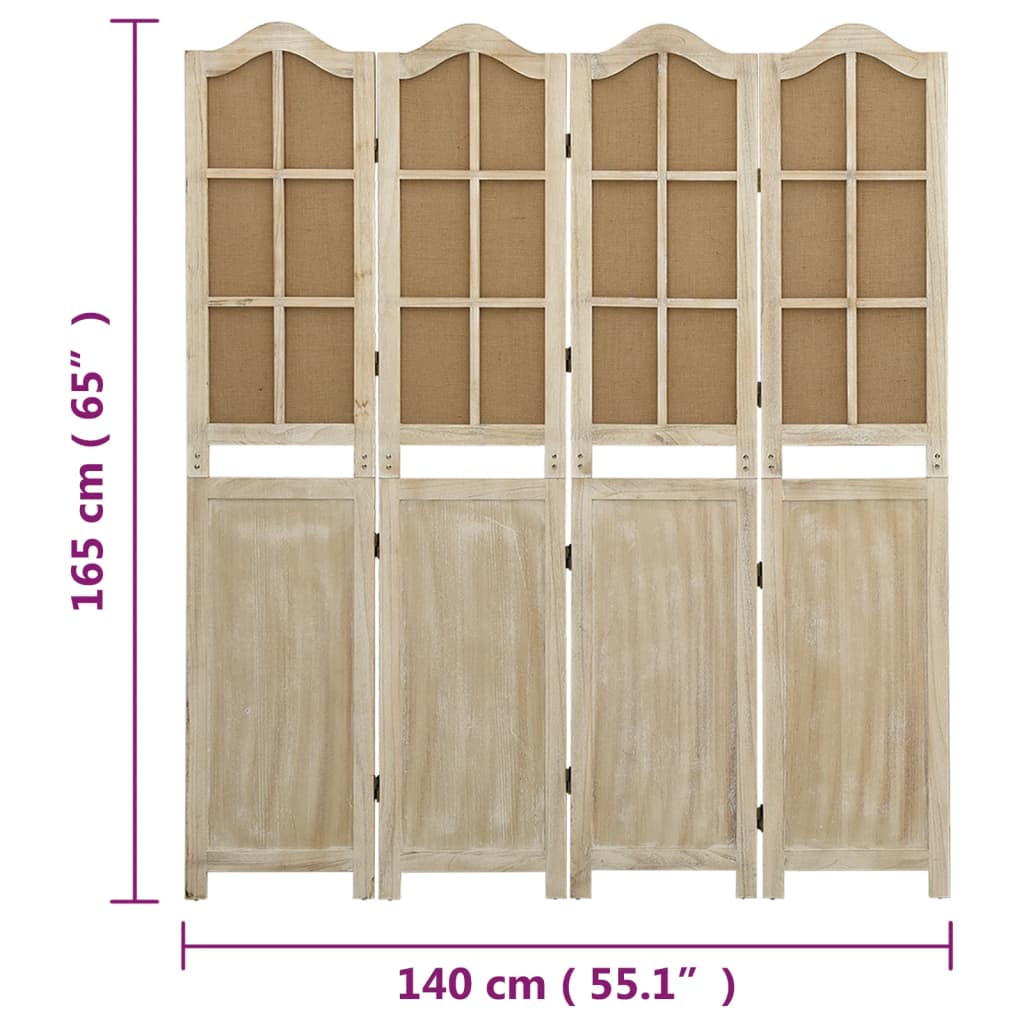 4-delt Rumdeler Brun 140x165 cm Stof