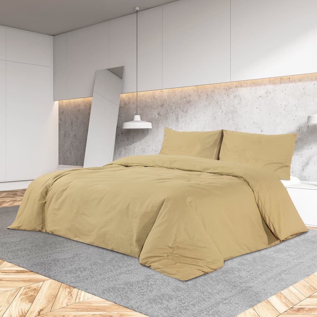 Sengesæt Taupe 200x220 cm Lys Microfiber