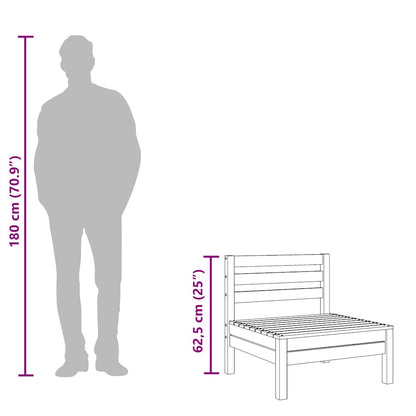 Garten-Mittelsofa Schwarz Massivholz Kiefer