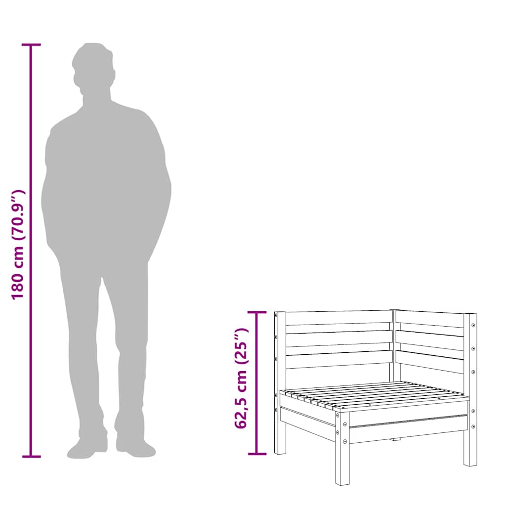Garten-Ecksofas 2 Stk. Schwarz Massivholz Kiefer