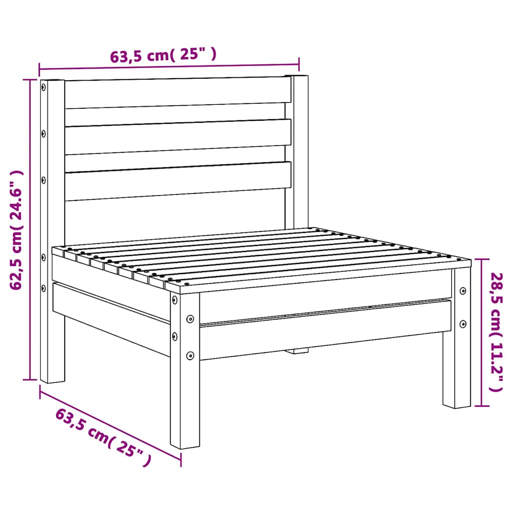 Garten-Mittelsofas 2 Stk. Grau Kiefer Massivholz