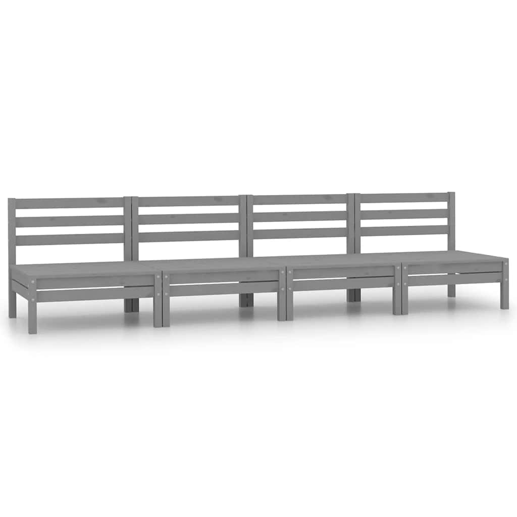 Garten-Mittelsofas 4 Stk. Grau Massivholz Kiefer