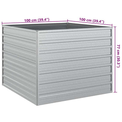 Garten-Hochbeet 100x100x77 cm Verzinkter Stahl Silber