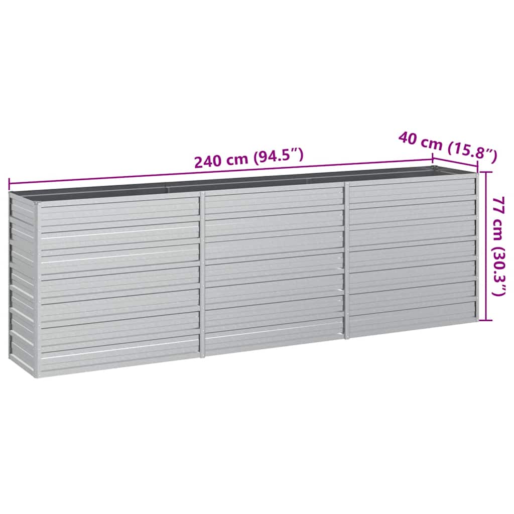 Garten-Hochbeet 240x40x77 cm Verzinkter Stahl Silbern