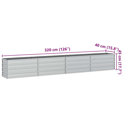 Garten-Hochbeet 320x40x45 cm Verzinkter Stahl Silber