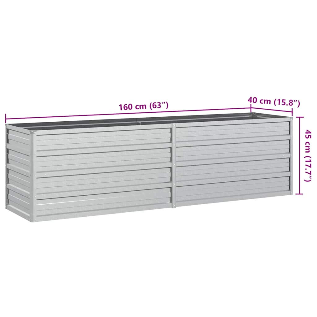 Garten-Hochbeet 160x40x45 cm Verzinkter Stahl Silber