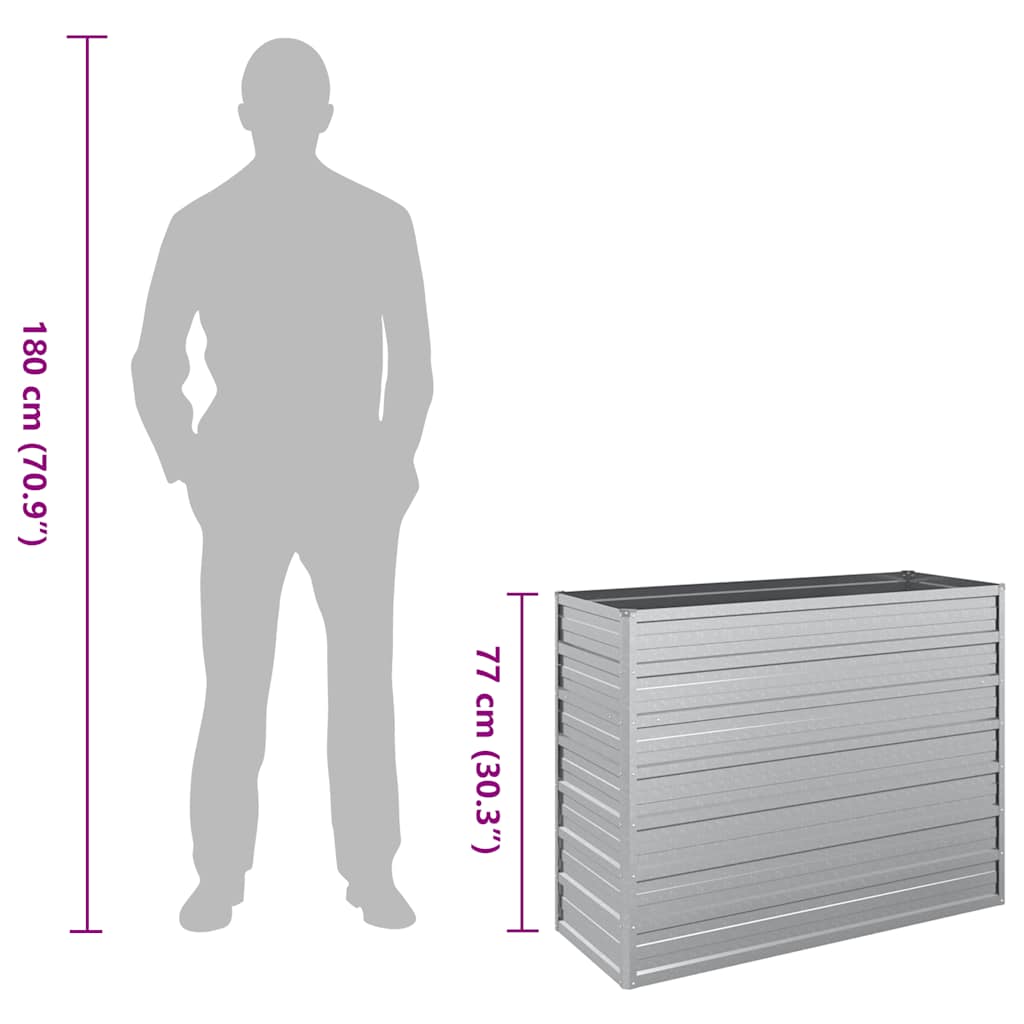 Garten-Hochbeet 100x40x77 cm Verzinkter Stahl Silber