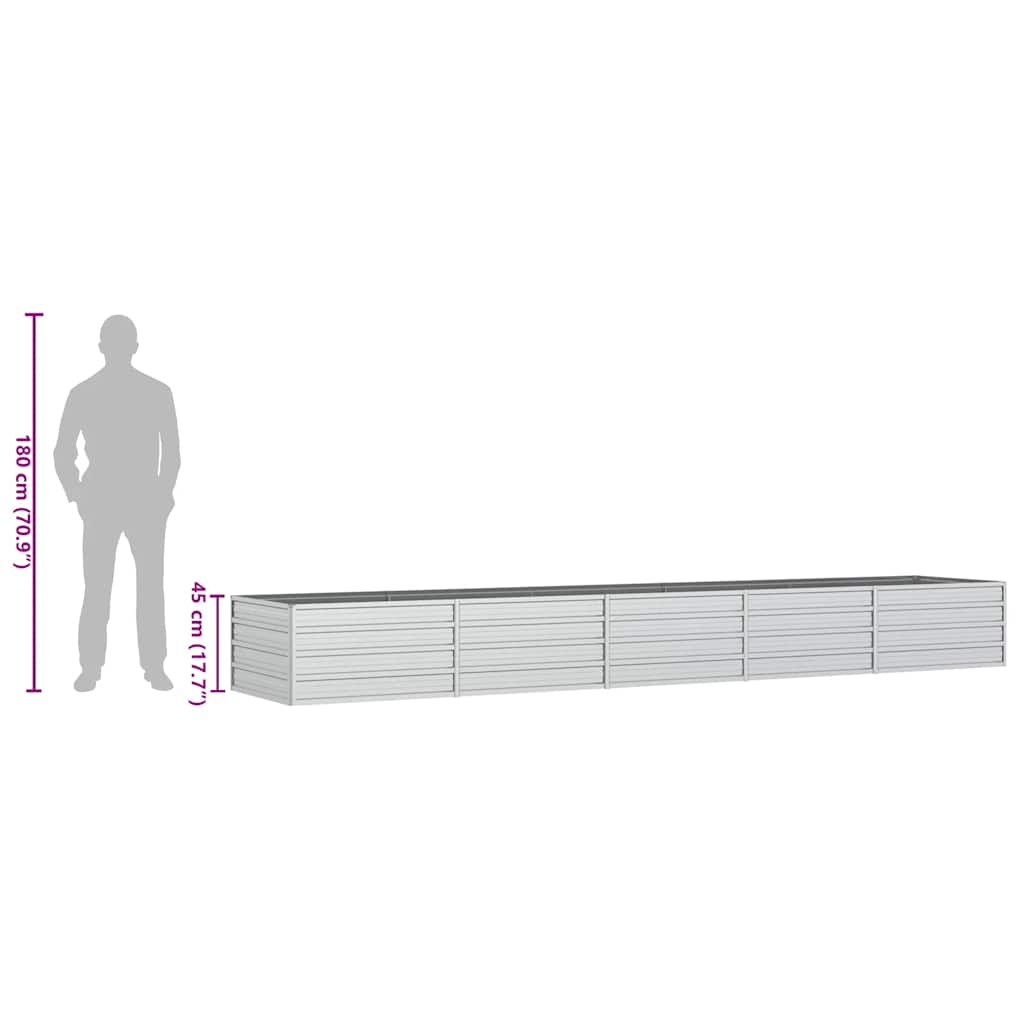 Garten-Hochbeet 400x80x45 cm Verzinkter Stahl Silber