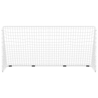 Fußballtor mit Netz Weiß 366x122x182 cm Stahl