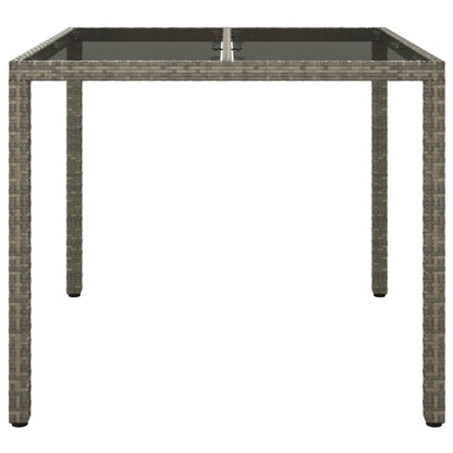 Gartentisch 90x90x75 cm Gehärtetes Glas Poly Rattan Grau