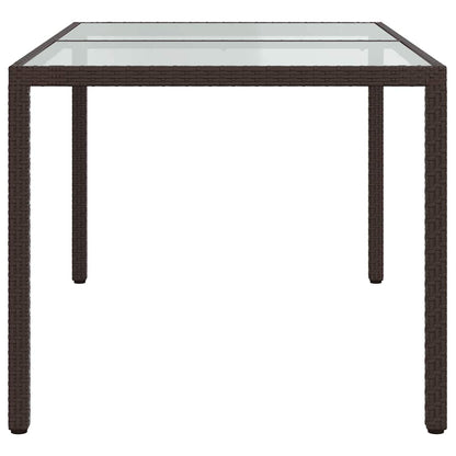 Gartentisch 150x90x75 cm Gehärtetes Glas Poly Rattan Braun