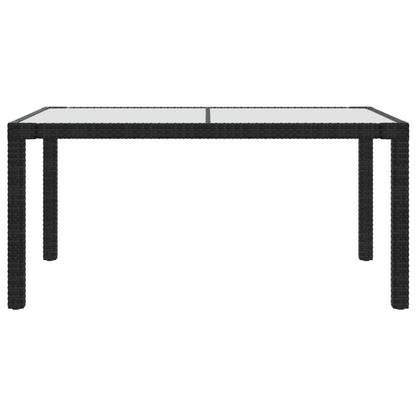 Gartentisch 150x90x75 cm Gehärtetes Glas Poly Rattan Schwarz
