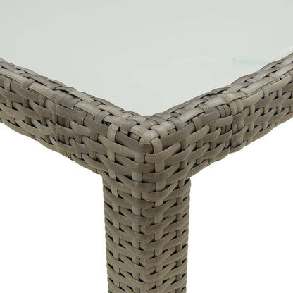 Gartentisch 150x90x75 cm Hartglas und Poly Rattan Grau