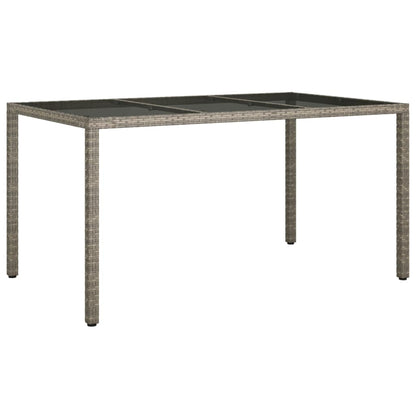 Gartentisch 150x90x75 cm Hartglas und Poly Rattan Grau
