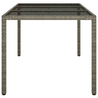 Gartentisch 150x90x75 cm Hartglas und Poly Rattan Grau