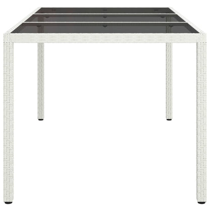 Gartentisch 150x90x75 cm Gehärtetes Glas Poly Rattan Weiß