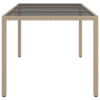 Gartentisch 150x90x75 cm Gehärtetes Glas Poly Rattan Beige