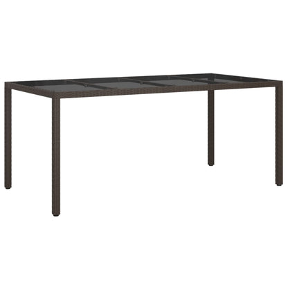 Gartentisch Braun 190x90x75 cm Gehärtetes Glas und Poly Rattan