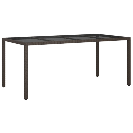 Gartentisch Braun 190x90x75 cm Gehärtetes Glas und Poly Rattan