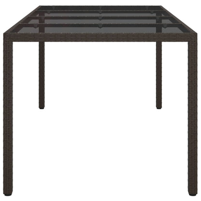 Gartentisch Braun 190x90x75 cm Gehärtetes Glas und Poly Rattan