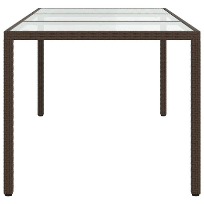 Gartentisch Braun 190x90x75 cm Gehärtetes Glas und Poly Rattan