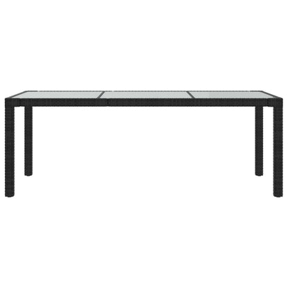 Gartentisch Schwarz 190x90x75 cm Gehärtetes Glas Poly Rattan
