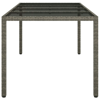 Gartentisch Grau 190x90x75 cm Gehärtetes Glas und Poly Rattan