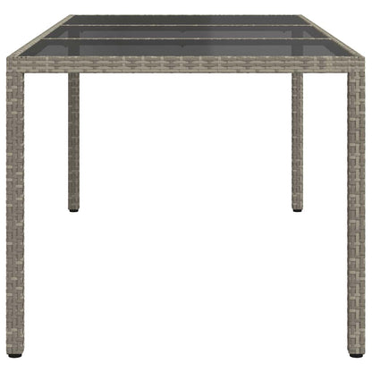 Gartentisch Grau 190x90x75 cm Gehärtetes Glas und Poly Rattan