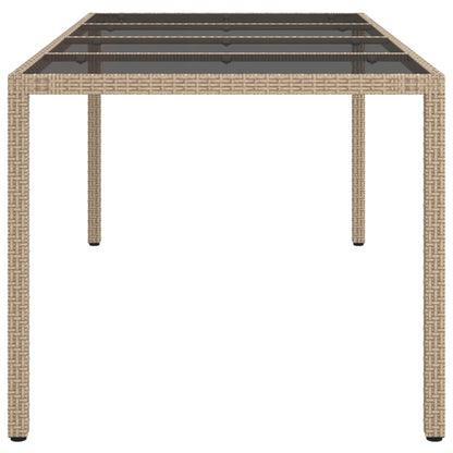 Gartentisch Beige 190x90x75 cm Gehärtetes Glas und Poly Rattan