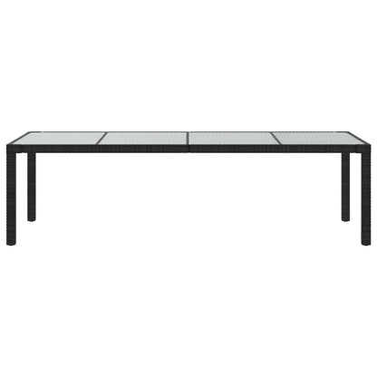 Gartentisch Schwarz 250x100x75 cm Gehärtetes Glas Poly Rattan