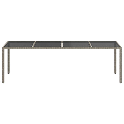 Gartentisch Grau 250x100x75 cm Hartglas und Poly Rattan