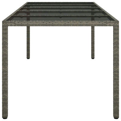 Gartentisch Grau 250x100x75 cm Hartglas und Poly Rattan