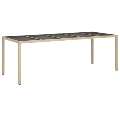 Gartentisch Beige 250x100x75 cm Hartglas und Poly Rattan
