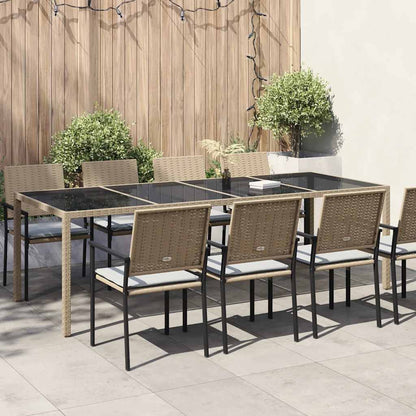 Gartentisch Beige 250x100x75 cm Hartglas und Poly Rattan