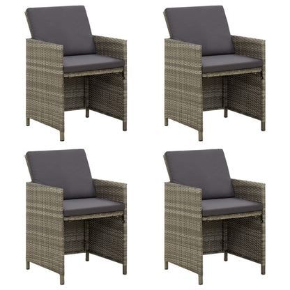 Gartenstühle mit Kissen 4 Stk. Poly Rattan Grau