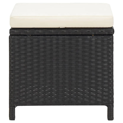 4-tlg. Gartenstuhl und Hocker Set Poly Rattan Schwarz