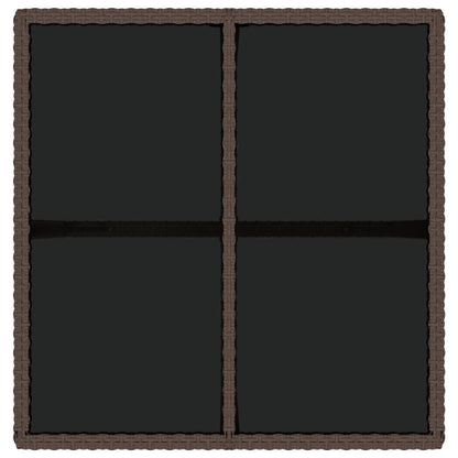 Gartentisch Braun 109x107x74 cm Poly Rattan und Glas