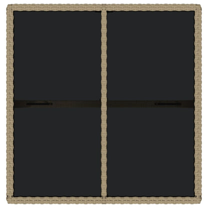 Gartentisch Beige 109x107x74 cm Poly Rattan und Glas