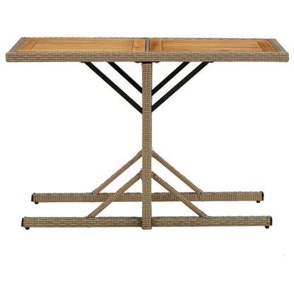 Gartentisch Beige Massivholz Akazie und Poly Rattan