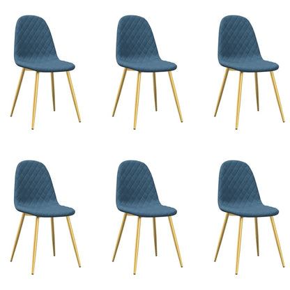 Esszimmerstühle 6 Stk. Blau Samt