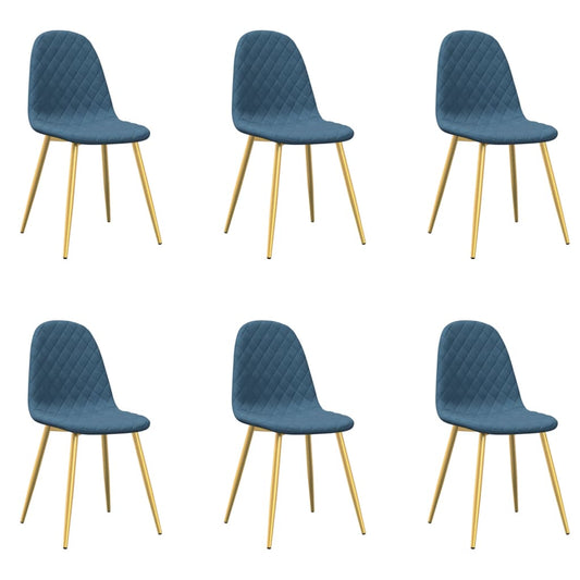 Esszimmerstühle 6 Stk. Blau Samt