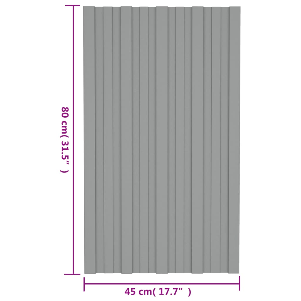 Dachpaneele 36 Stk. Verzinkter Stahl Grau 80x45 cm