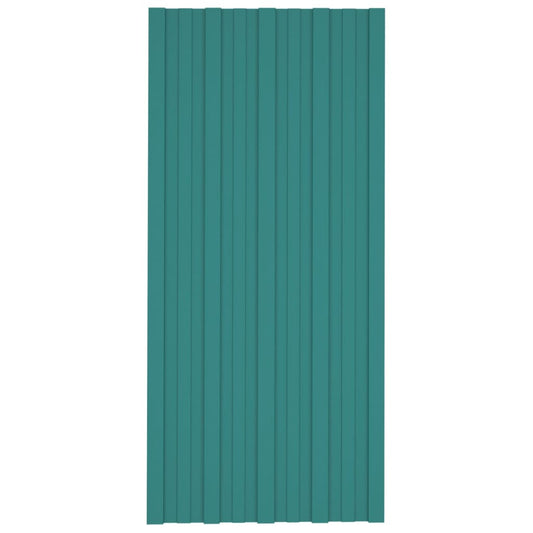 Dachpaneele 12 Stk. Verzinkter Stahl Grün 100x45 cm