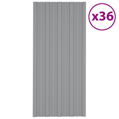 Dachpaneele 36 Stk. Verzinkter Stahl Grau 100x45 cm