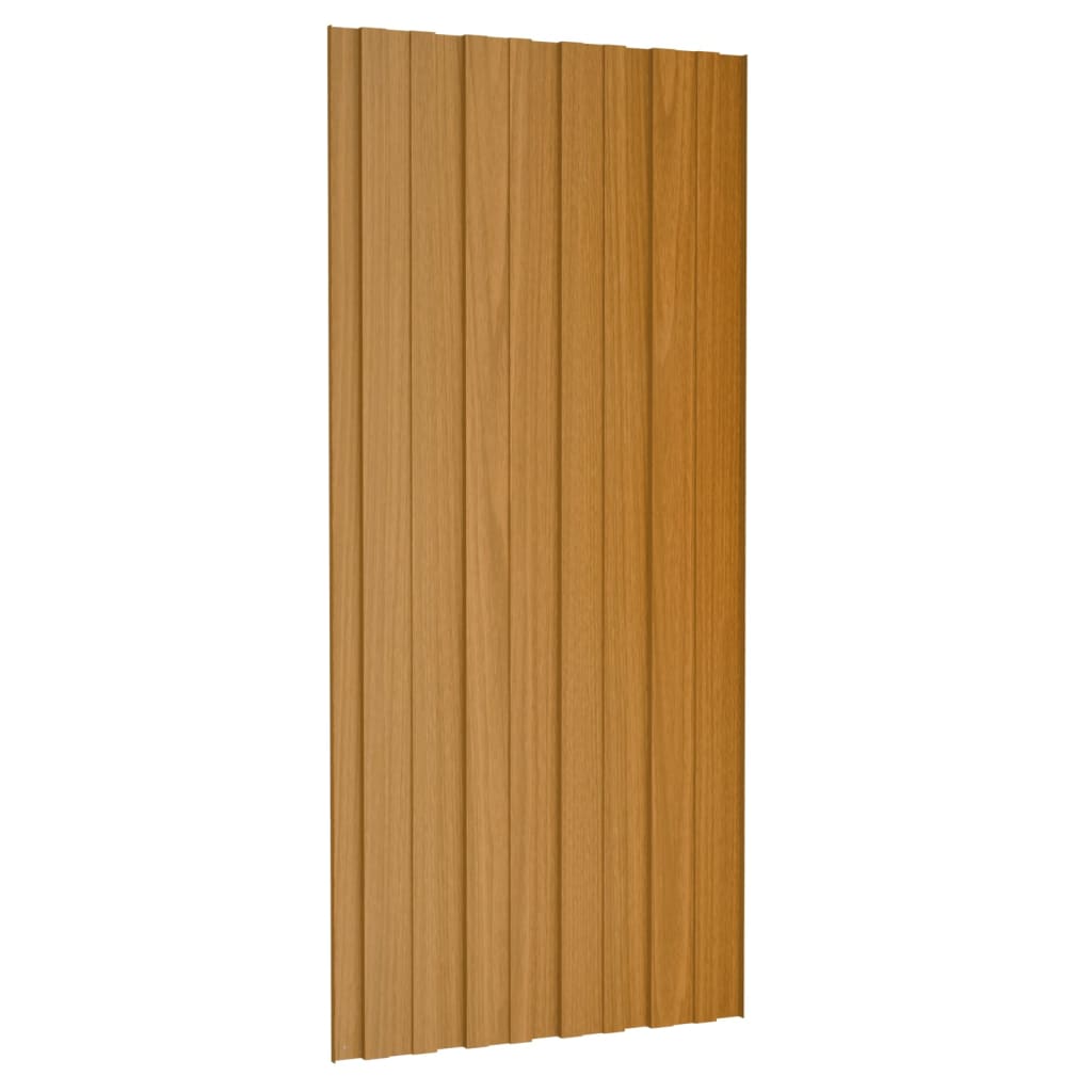 Dachpaneele 12 Stk. Verzinkter Stahl Holzoptik Hell 100x45 cm