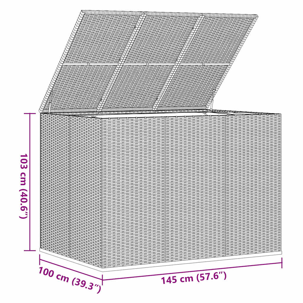 Garten-Kissenbox PE Rattan 145x100x103 cm Grau