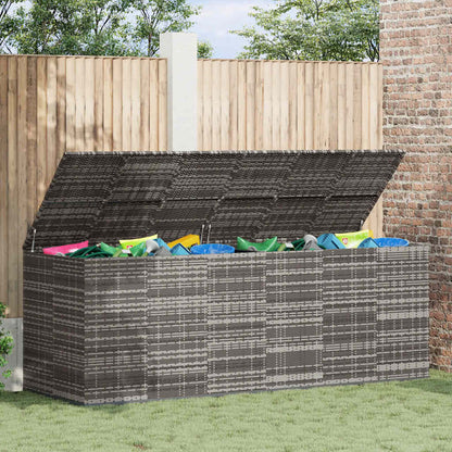 Garten-Kissenbox PE Rattan 291x100,5x104 cm Grau