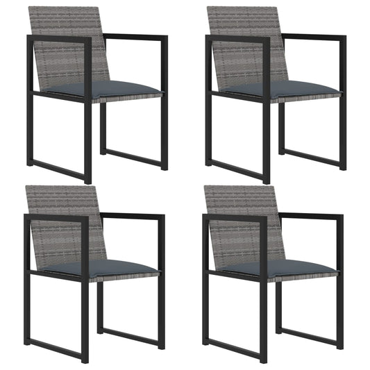 5-tlg. Garten-Essgruppe mit Kissen Poly Rattan Grau