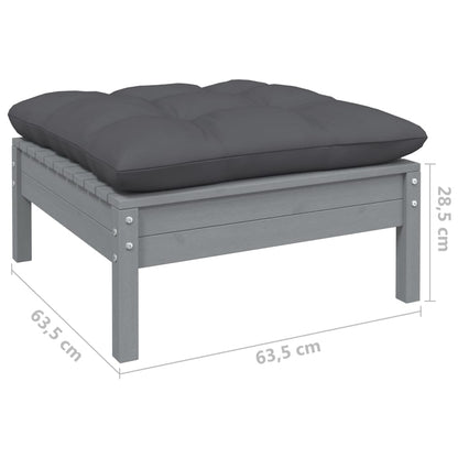 Gartenhocker mit Kissen in Grau Massivholz Kiefer